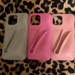 RHODE Phone Case Bundle- Grey, Hot Pink, Light Pink (Gently Used)